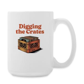 Schallplattenkiste Motiv im Retro Stil - Große Tasse 440 ml - Weiß - Rechts