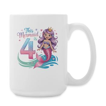 Meerjungfrau 4. Geburtstag 4 Jahre - Große Tasse 440 ml - Weiß - Rechts