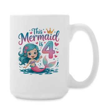 Meerjungfrau 4. Geburtstag 4 Jahre - Große Tasse 440 ml - Weiß - Rechts