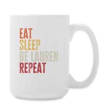 Mange, dors sois Lauren, répète le nom rétro - Grande tasse 440 ml - blanc - Droite