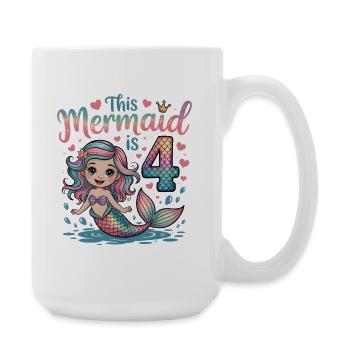 Meerjungfrau 4. Geburtstag 4 Jahre - Große Tasse 440 ml - Weiß - Rechts