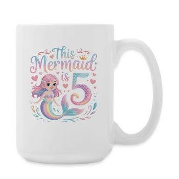 Mermaid 5th Birthday 5 Years - Large Mug 440 ml - white - Right