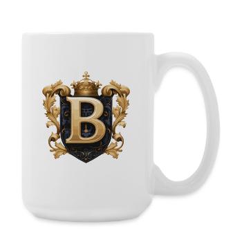 B Buchstabe Name Krone - Große Tasse 440 ml - Weiß - Rechts