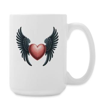 Heart with Wings T-Shirt Gothic Style - Large Mug 440 ml - white - Right