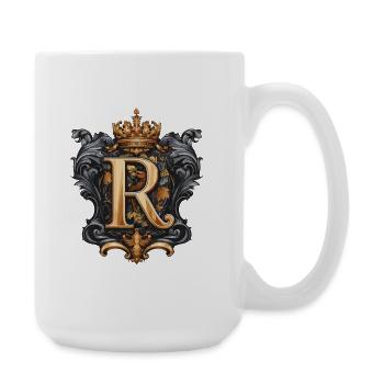 R Letter Name Crown - Large Mug 440 ml - white - Right