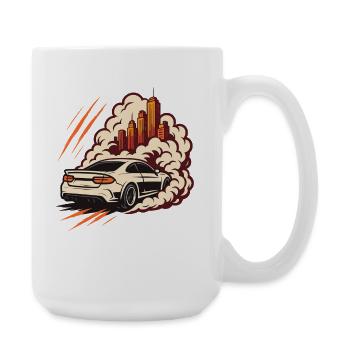 Drift Sports Car Urban Skyline - Large Mug 440 ml - white - Right