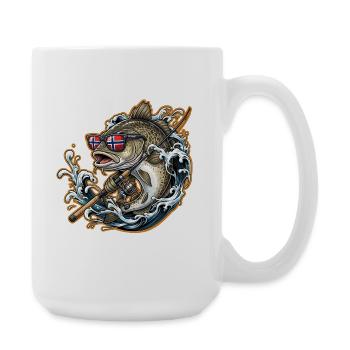 Pêche en Norvège Voyage de pêche - Grande tasse 440 ml - blanc - Droite