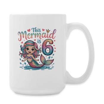 6e anniversaire de la sirène 6 ans - Grande tasse 440 ml - blanc - Droite