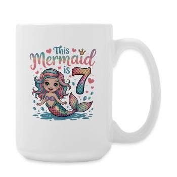 Mermaid 7th Birthday 7 Years - Large Mug 440 ml - white - Right