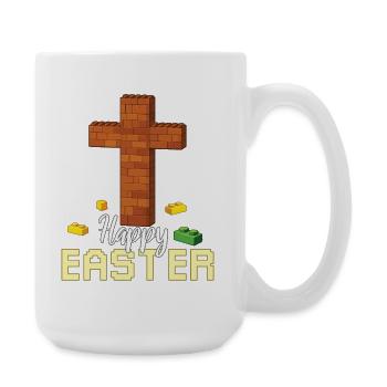 Meisterbaumeister Ziegelbauer Kreuz Frohe Ostern - Große Tasse 440 ml - Weiß - Rechts