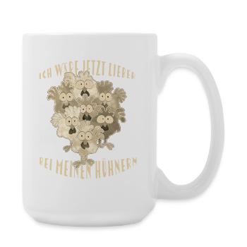 Fans de poulet - Coq - Coq - Poulet fleur - Bio - Grande tasse 440 ml - blanc - Droite