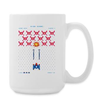 Arcade rétro années 80 Pixel Alien Gamer Vintage - Grande tasse 440 ml - blanc - Droite
