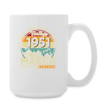 75. Geburtstag Geschenk Mann Vintage März 1951 - Große Tasse 440 ml - Weiß - Rechts