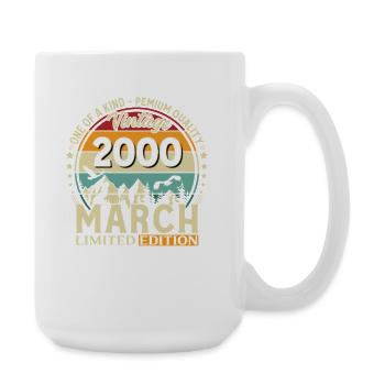 26. Geburtstag Geschenk Mann Vintage März 2000 - Große Tasse 440 ml - Weiß - Rechts