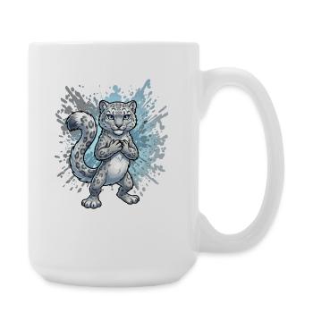 Schneeleopard Jungtier Splash - Große Tasse 440 ml - Weiß - Rechts