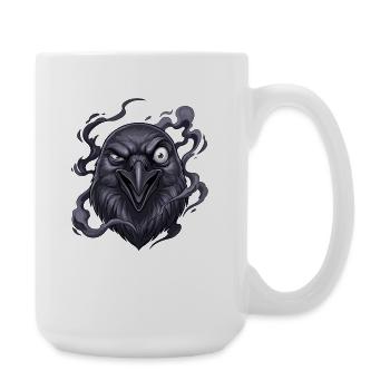Dunkler Rabenkopf mit Rauch - Große Tasse 440 ml - Weiß - Rechts