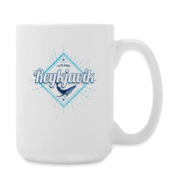 Reykjavík Hauptstadt von Island Retro Wal Souvenir - Große Tasse 440 ml - Weiß - Rechts