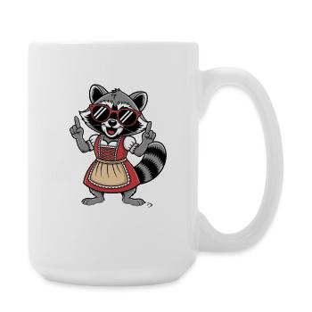 Dirndl raccoon with sunglasses - Large Mug 440 ml - white - Right