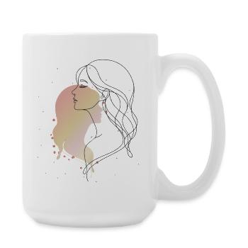 Frau Porträt Line Art Illustration  - Große Tasse 440 ml - Weiß - Rechts