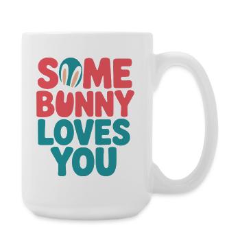 Bunny love in bright colours - Large Mug 440 ml - white - Right