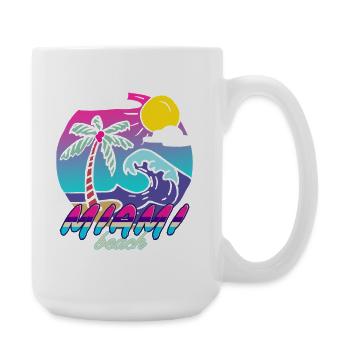 Miami Beach Palmenwelle - Große Tasse 440 ml - Weiß - Rechts