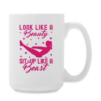 Fitness Fanatics A Beauty Sit-Up Like Beast - Große Tasse 440 ml - Weiß - Rechts
