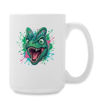 Green Dino Head with Neon Splash - Large Mug 440 ml - white - Right