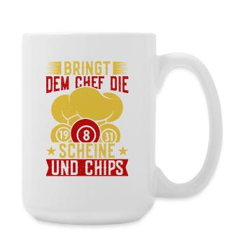 Bingo Game Bringt Dem Chef Die Scheine & Chips - Große Tasse 440 ml - Weiß - Rechts