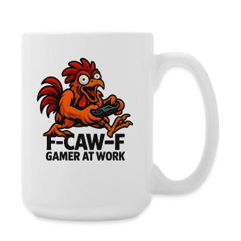 F-Caw-F Gamer At Work Gaming Rooster Humor Funny - Large Mug 440 ml - white - Right