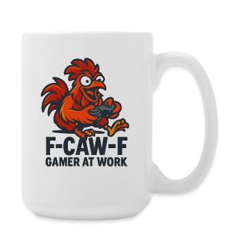 F-Caw-F Gamer At Work Gaming Rooster Humor Funny - Large Mug 440 ml - white - Right