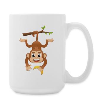 Cute Hanging Monkey Banana Retro Cartoon Design - Große Tasse 440 ml - Weiß - Rechts