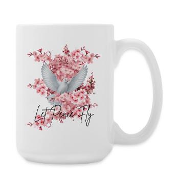 Friedens-Taube vor Kirschblüten - Große Tasse 440 ml - Weiß - Rechts