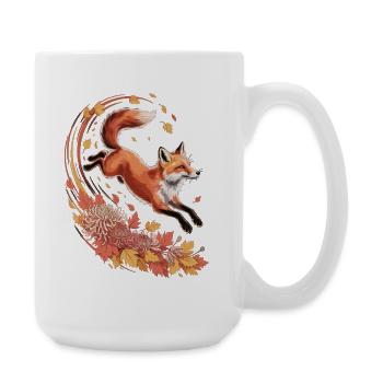 Fuchs Herbst Shirt – Elegantes Fuchs T-Shirt Wald  - Große Tasse 440 ml - Weiß - Rechts
