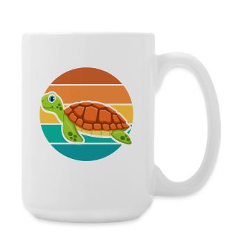 Graphisme rétro de l’océan coucher de soleil de la tortue de mer mignonne - Grande tasse 440 ml - blanc - Droite