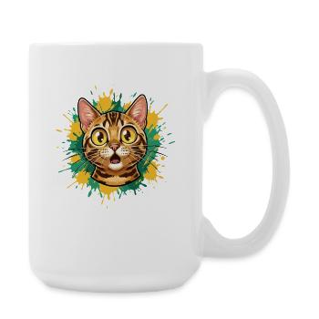 Cat Head Color Explosion Illustration - Large Mug 440 ml - white - Right