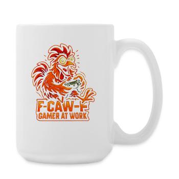 F-Caw-F Gamer At Work Gaming Rooster Humor Funny - Large Mug 440 ml - white - Right
