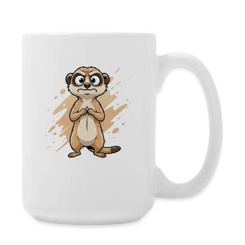 Doubting Meerkat Cartoon - Large Mug 440 ml - white - Right