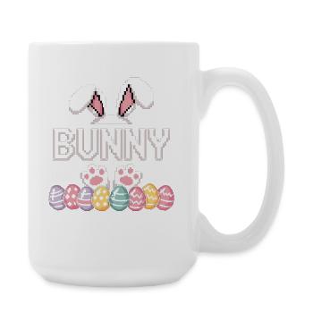 T-shirt Lapin de Pâques – Motif rétro pixel de Pâques - Grande tasse 440 ml - blanc - Droite