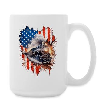 Steam Train Patriotism with US Flag - Large Mug 440 ml - white - Right