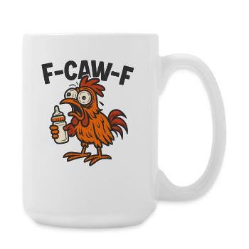 F-CAW-F Eltern Hahn Huhn Humor Geschenkidee - Große Tasse 440 ml - Weiß - Rechts