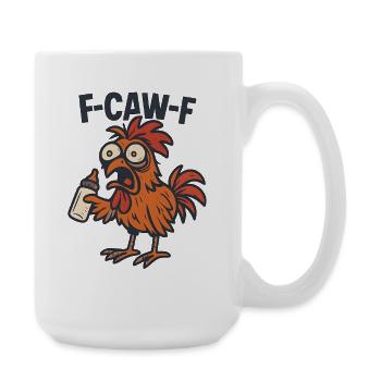 F-CAW-F Eltern Hahn Huhn Humor Geschenkidee - Große Tasse 440 ml - Weiß - Rechts