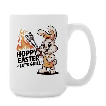 Hoppy Easter Let’s Grill T-Shirt Ostern BBQ Shirt - Große Tasse 440 ml - Weiß - Rechts