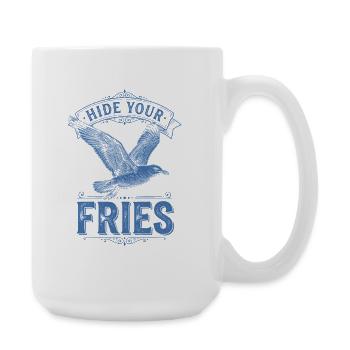 Versteck deine Pommes Vogel - Große Tasse 440 ml - Weiß - Rechts