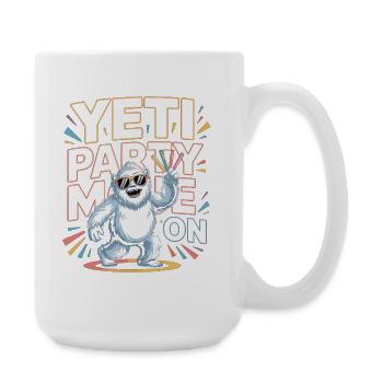 Yeti Party Mode – Lustiges Party Monster - Große Tasse 440 ml - Weiß - Rechts