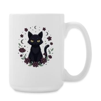 Moon Night Cat Flower Circle - Large Mug 440 ml - white - Right