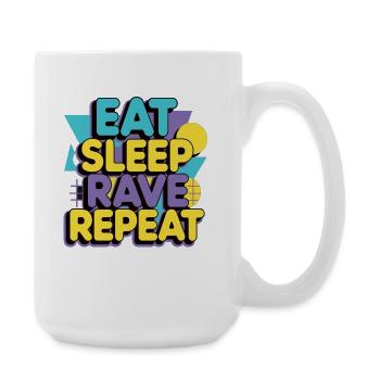 Mange Sommeil Rave Répéte – Techno Party Dicton - Grande tasse 440 ml - blanc - Droite