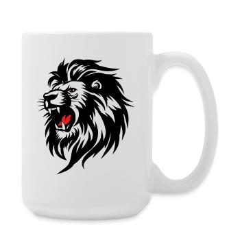 Rowing Lion Silhouette with Red Tongue - Large Mug 440 ml - white - Right