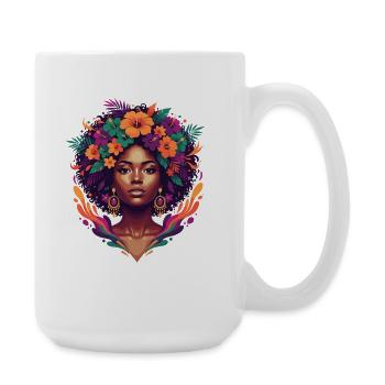 Floral Afro Königin - Große Tasse 440 ml - Weiß - Rechts