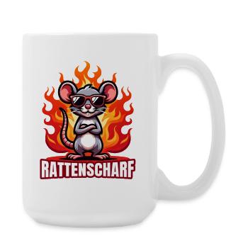 Rattenscharf Lustige Ratte - Cooler Spruch - Große Tasse 440 ml - Weiß - Rechts