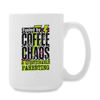 Coffee Chaos Mom Shirt – lustiges Eltern-T-Shirt - Große Tasse 440 ml - Weiß - Rechts